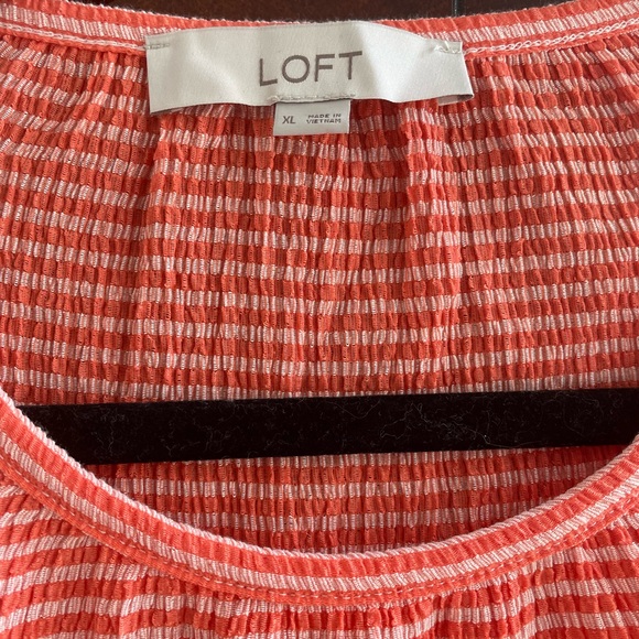 Loft Ribbed Red & White Striped Tie Arm Tee - Size XL - Picture 5 of 6